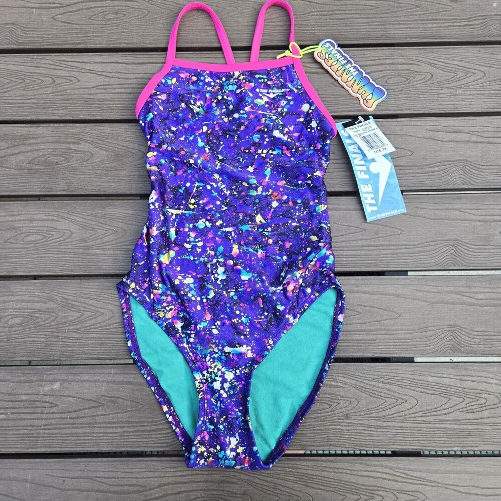 The Finals Women 1pc Rainbow Foil Swimsuit Wingback Back - Size 26 New